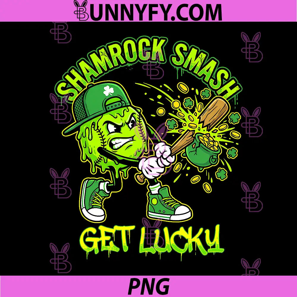 Lucky Baseball St Patricks Day PNG, Dripping Shamrock Irish PNG
