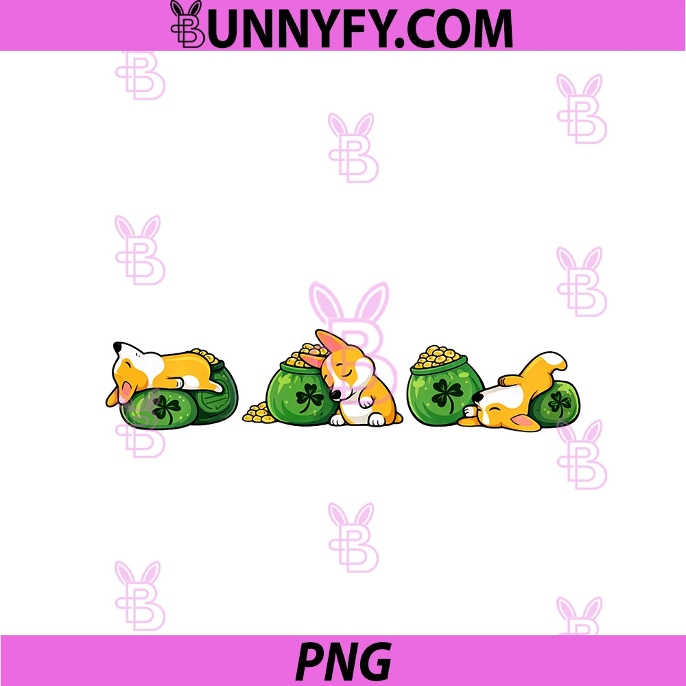 Lucky Corgi Sleeping PNG, Funny St Patricks Day Dog Lover PNG