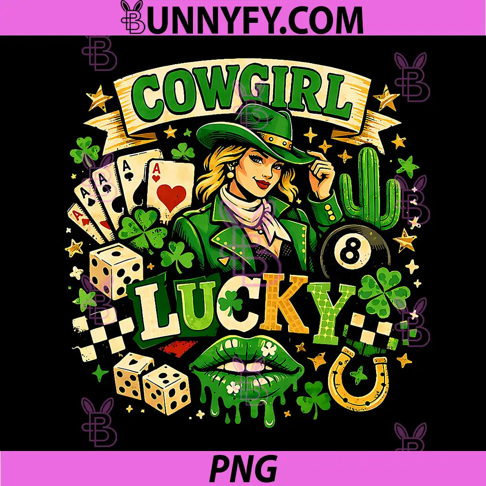 Lucky Cowgirl Western PNG, St Patrick Day Vibes PNG
