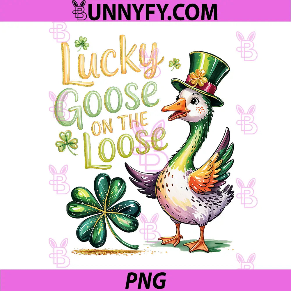 Lucky Goose On The Loose PNG, St Patrick's Day Silly Goose PNG