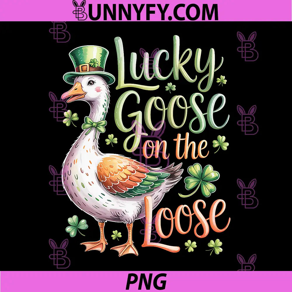 Lucky Goose On The Loose St Patrick Art PNG, Cute Shamrock Goose PNG
