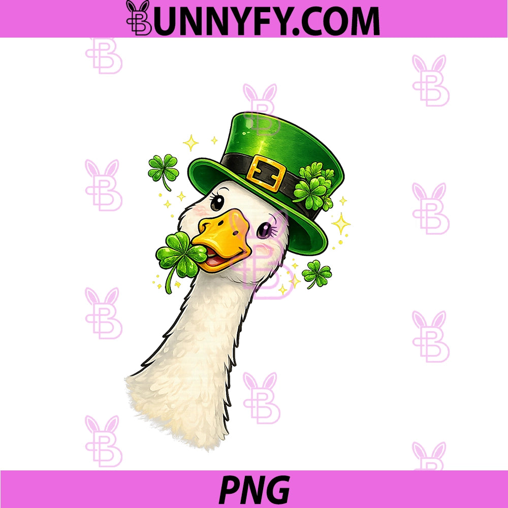 Lucky Goose Shamrock St Patricks Day Cute PNG, St Paddys Day PNG 
