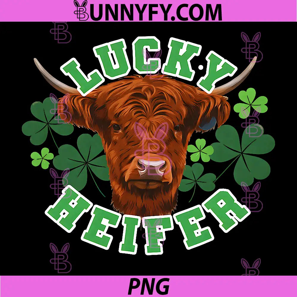 Lucky Heifer PNG, Cow With Shamrock St Patrick Day PNG