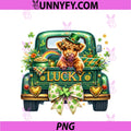 Lucky Highland Cow PNG, St Patricks Day Shamrock Truck Funny PNG