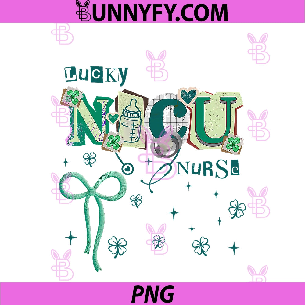 Lucky NICU Nurse St Patricks Day PNG, Neonatal ICU Nurse Coquette PNG