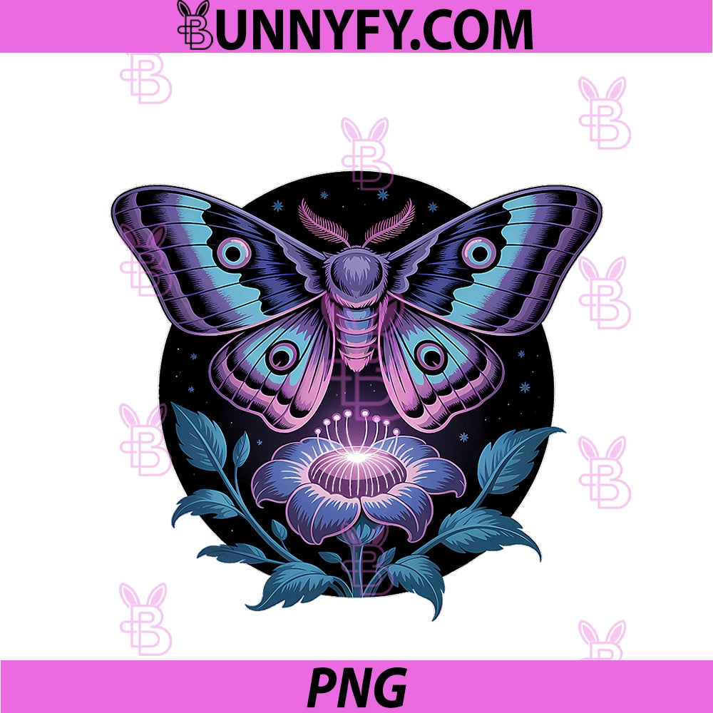 Luminescent Moth Night Bloom Goth PNG, Cottagecore Style PNG
