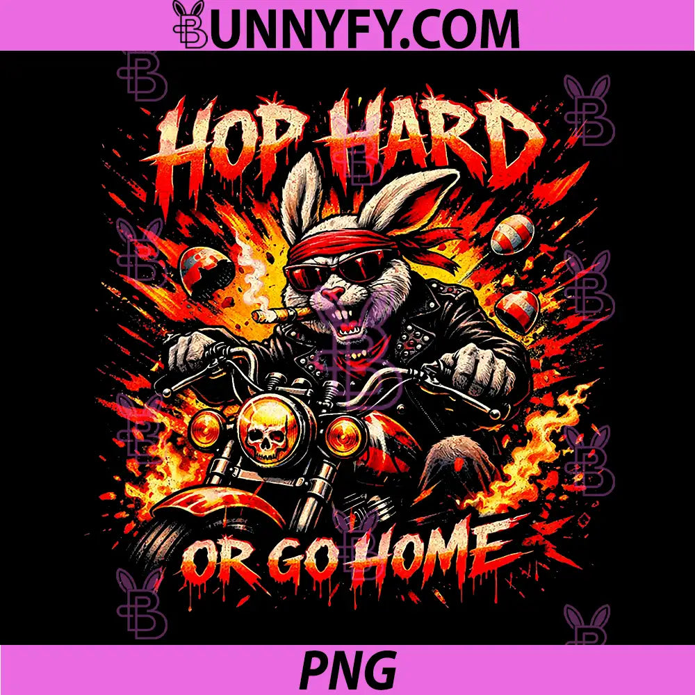 Hop Hard Or Go Home PNG, Biker Rabbit Riding Motorcycle PNG
