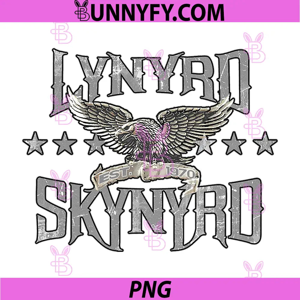 Lynyrd Skynyrd Est 1970 PNG, Eagle Retro Rock Band Festival Biker PNG