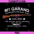 M1 Garand Rifle Gun WWII PNG, Watch Your Thumb EST 1936 Graphic PNG