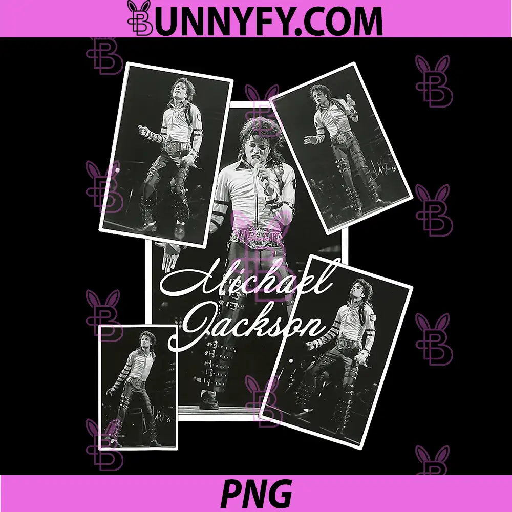 Michael Jackson Stage Photo Collage PNG, Iconic Black White Concert Art PNG