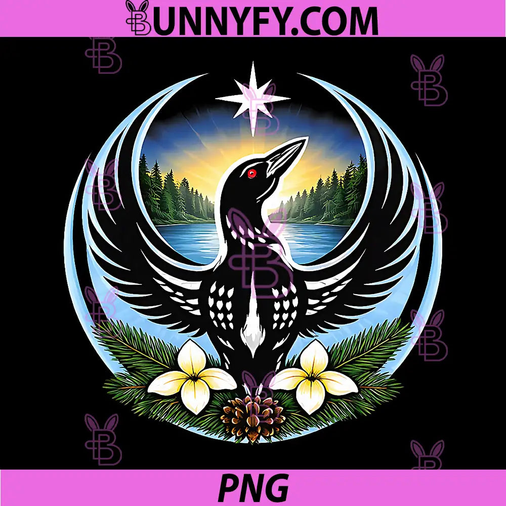 Minnesota Rebel Loon Nature Art PNG, Northern Lake Wildlife Emblem PNG