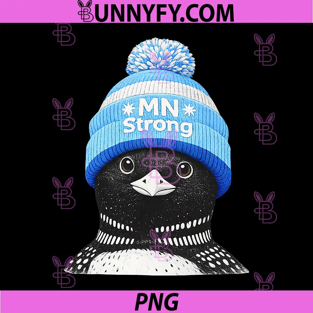 MN Strong PNG, Loon in Knit Hat Lake Life Vibes PNG
