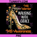 MS Warrior Walking with Grace PNG, Leopard Floral Orange Ribbon PNG