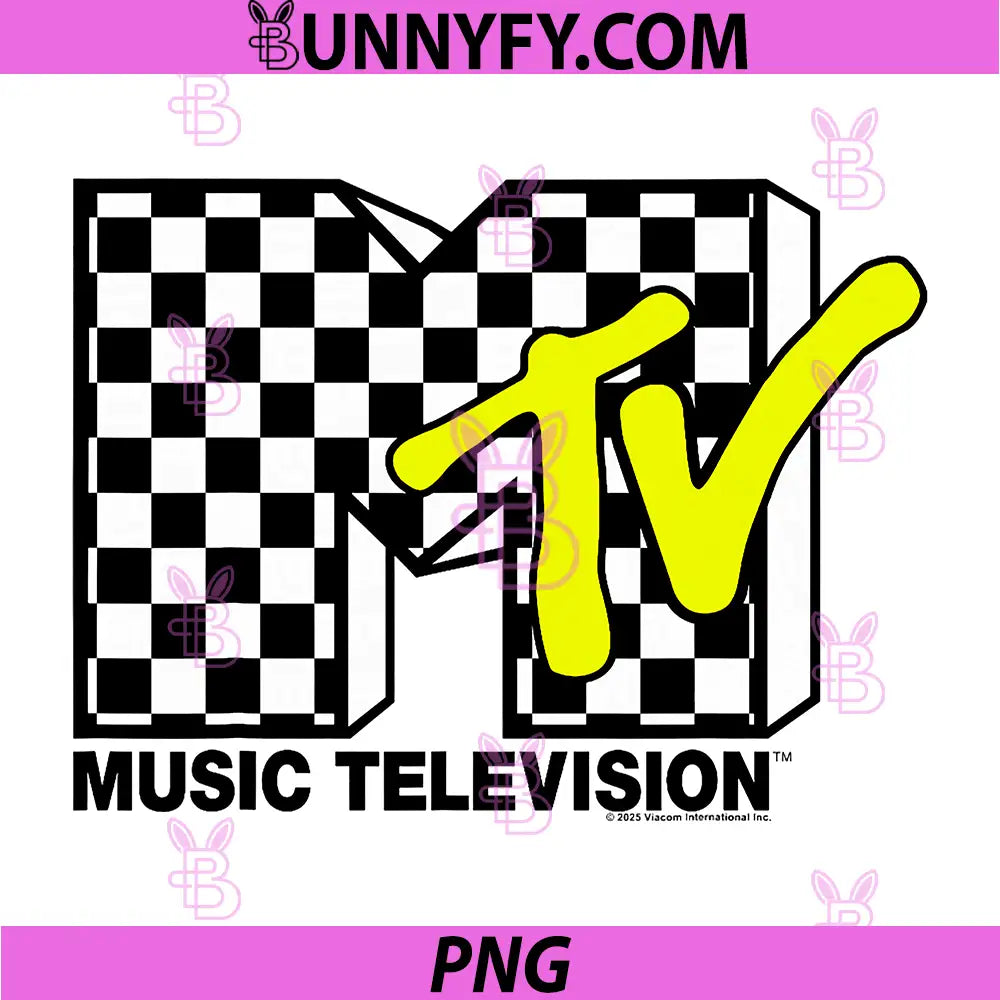MTV Classic PNG, Checkerboard and Neon Yellow Logo PNG