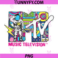 MTV Retro Bubble Art PNG, Vintage Moon Man PNG