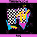 MTV Retro PNG, Checkered Neon Shapes PNG, Music Television PNG