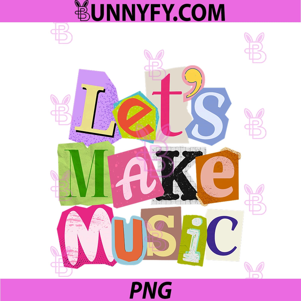 Magazine Collage PNG, Let's Make Music Long Sleeve PNG