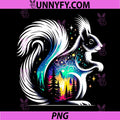 Magical Squirrel Fantasy Forest Art PNG, Colorful Night Woodland PNG