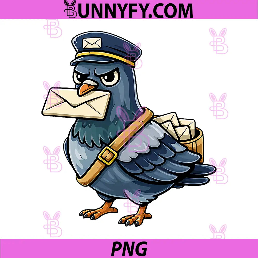 Mail Carrier Pigeon PNG, Funny Postman Bird Mascot PNG