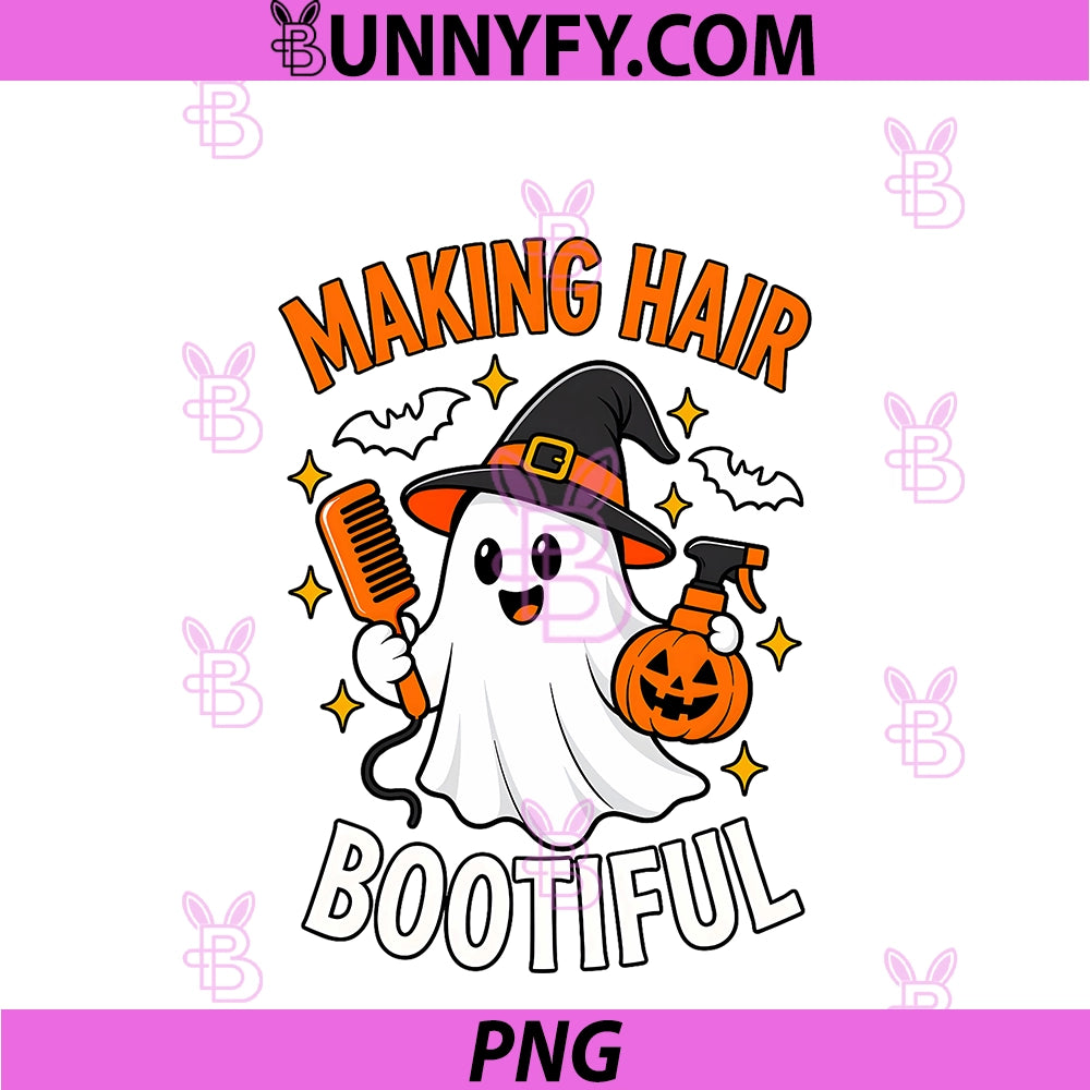 Making Hair Bootiful PNG, Halloween Hairstylist Hairdresser Ghost PNG