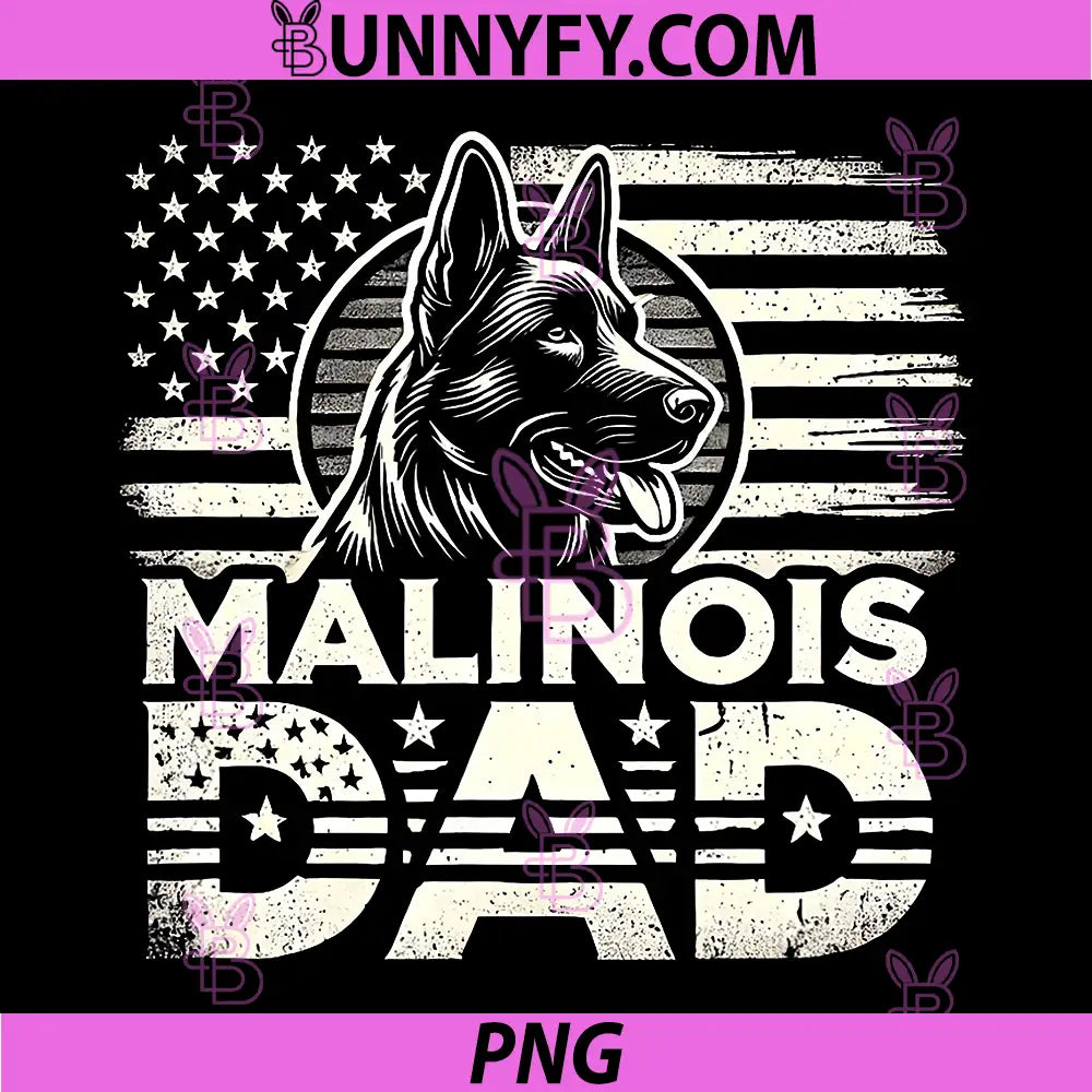 Malinois Dad PNG, Belgian Malinois USA Flag Vintage PNG