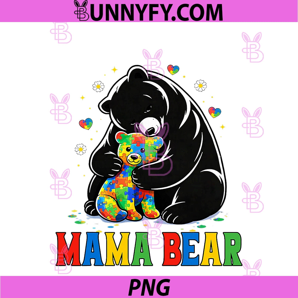 Mama Bear PNG, Autism Mom Neurodiversity Support Squad Puzzle PNG