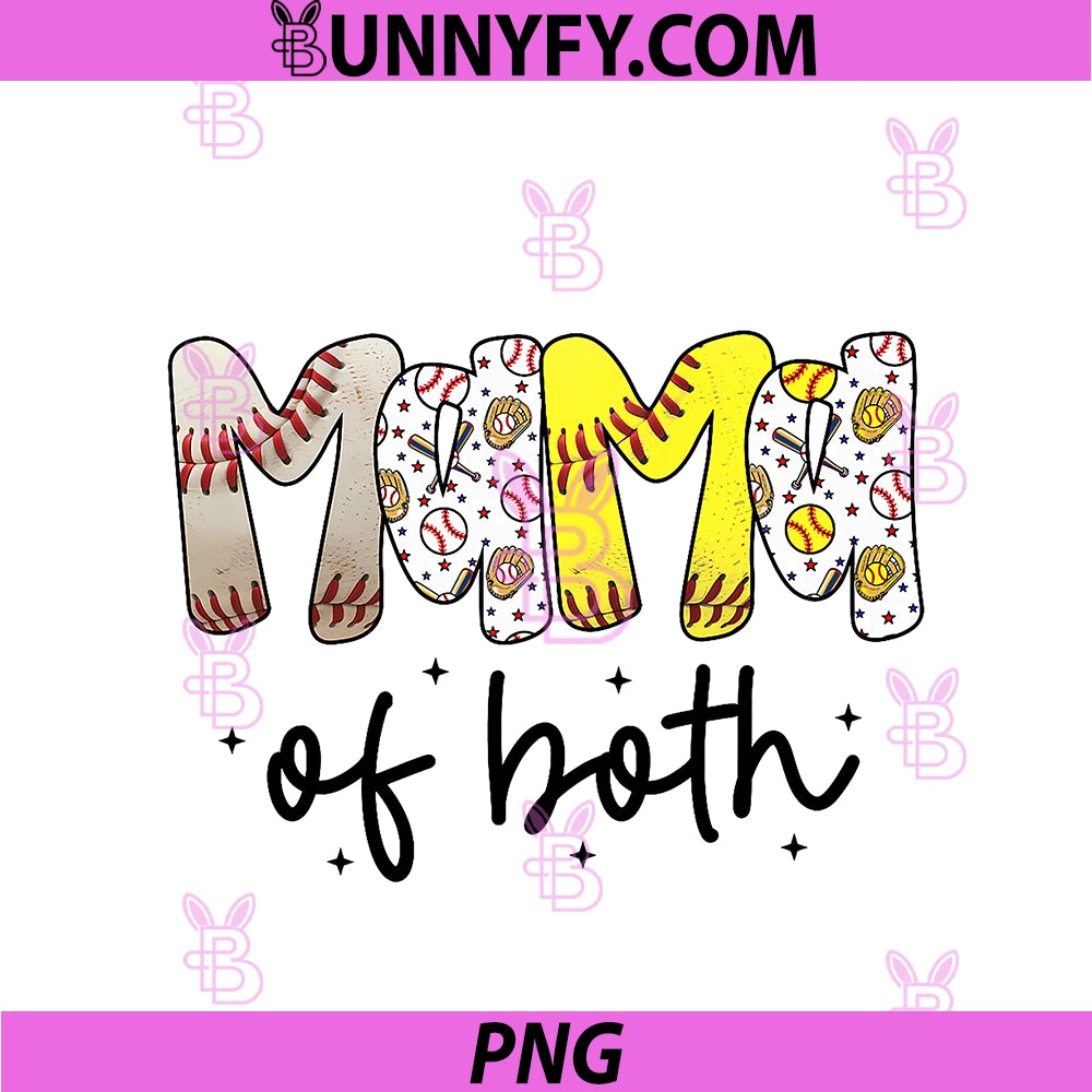 Mama Of Both PNG, Baseball Softball Mom Women Mother's Day PNG