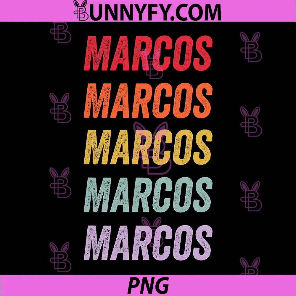 Marcos Name Vintage Retro PNG, Colorful Marcos Name Design PNG
