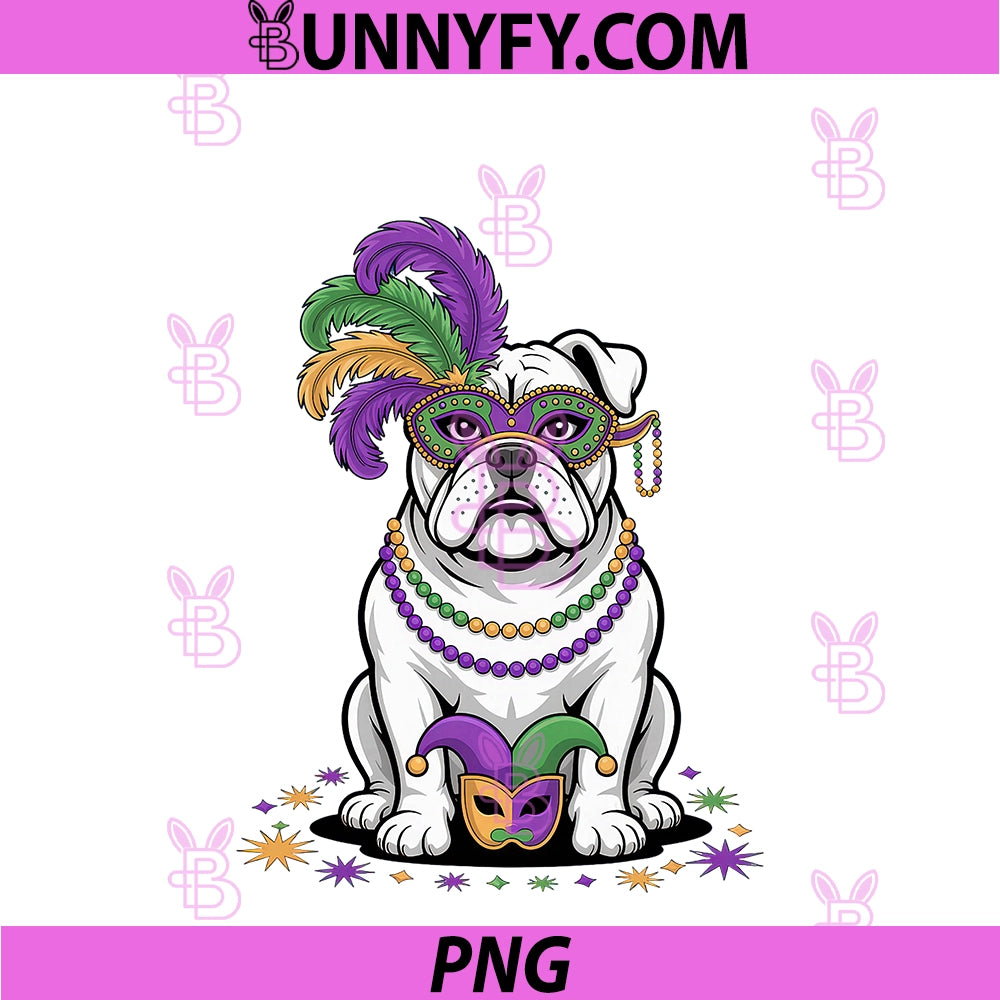 Mardi Gras Bulldog PNG, Fun Party Vibes For Dog Lovers PNG