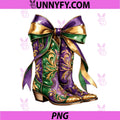 Mardi Gras Cowgirl Boots PNG, Cowboy Coquette Bow NOLA PNG