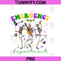 Mardi Gras Emergency PNG, Department Dancing Skeleton ER Nurse PNG