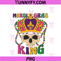 Mardi Gras King Crown PNG, Skull Beads Purple Yellow Green Funny PNG