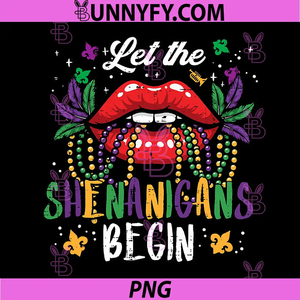 Mardi Gras Lips PNG, Let The Shenanigans Begin PNG