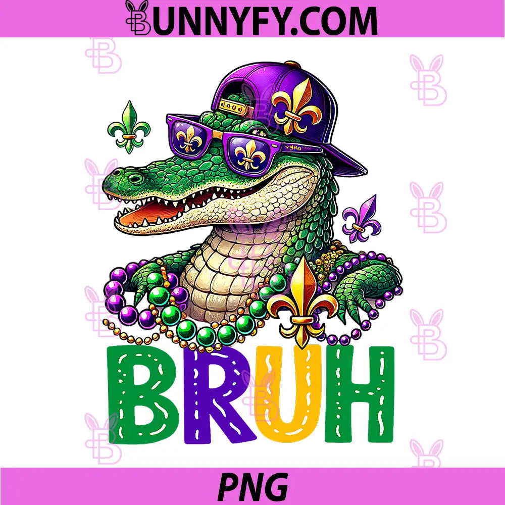 Mardigator Alligator PNG, Bruh Mardi Gras PNG