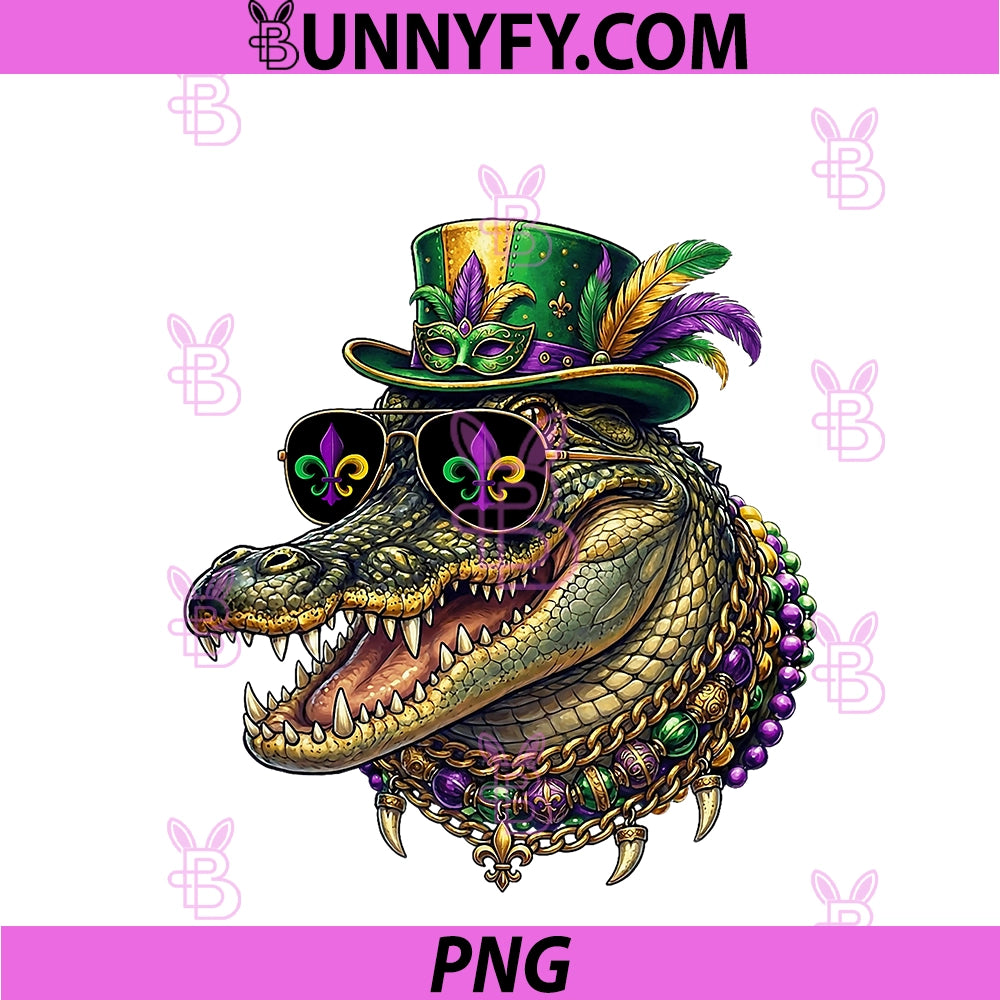Mardigator Mardi Gras Alligator Costume PNG, Funny Mardi Gras PNG
