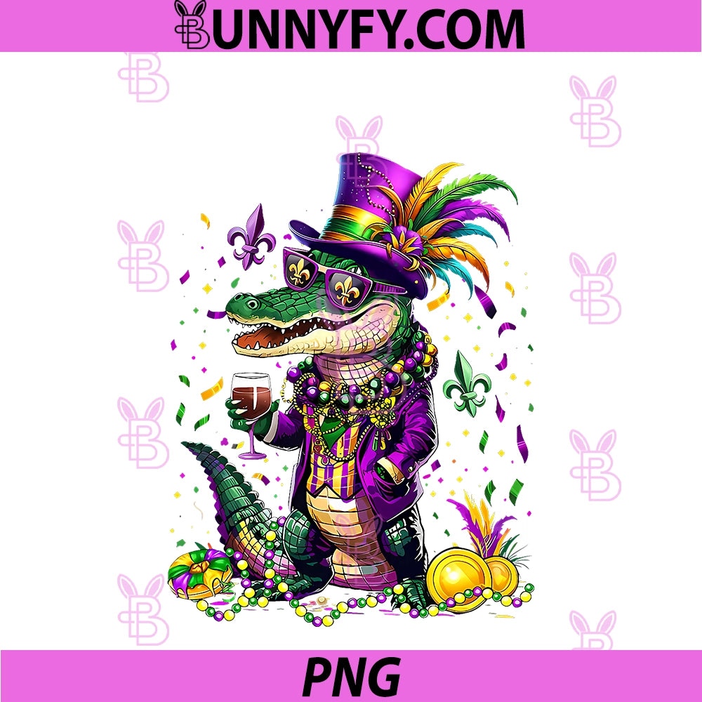 Mardigator Mardi Gras Alligator PNG, Mardi Gras PNG