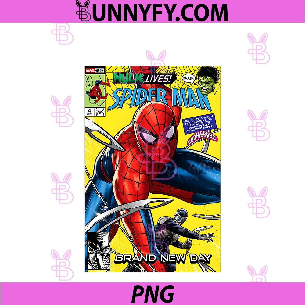 Marvel Spider-Man BND Movie 2026 PNG, Hulk Boomerang Comic Cover PNG