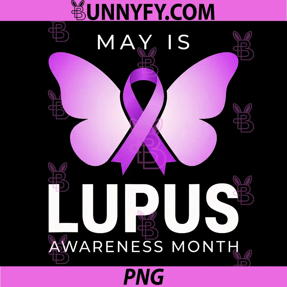 May is Lupus Month Butterfly PNG, Purple Ribbons Lupus Awareness PNG