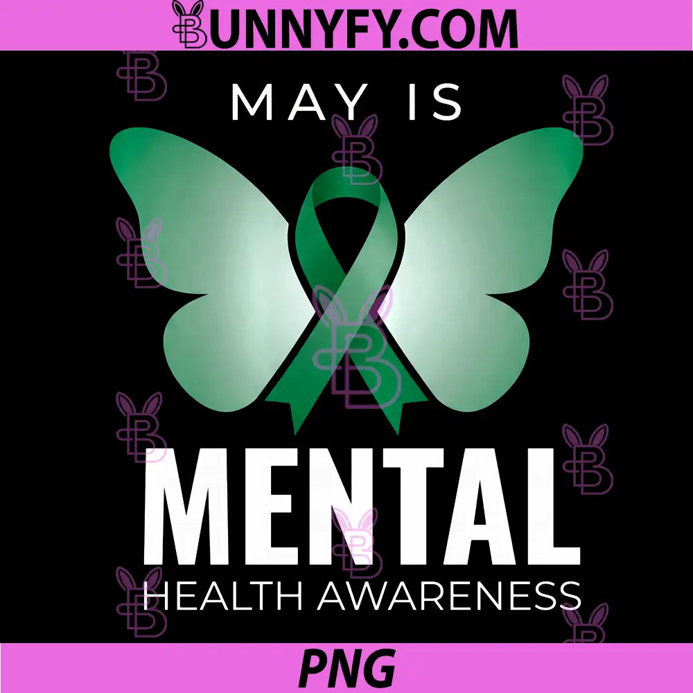 May is Mentals Health PNG, Awareness Month Green Butterfly PNG