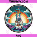 Meditating Astronaut PNG, Retro Space Sunset Graphic PNG