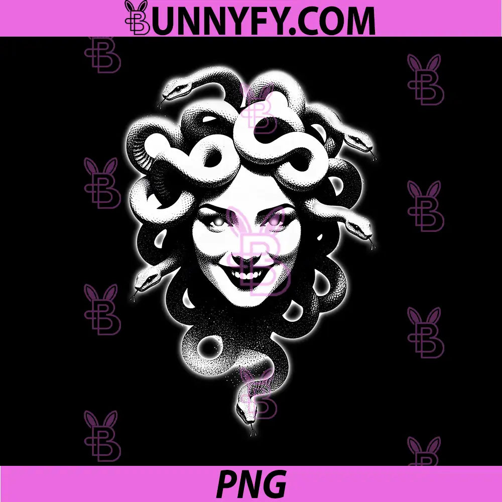 Medusa PNG, Snake Goddess Smile PNG