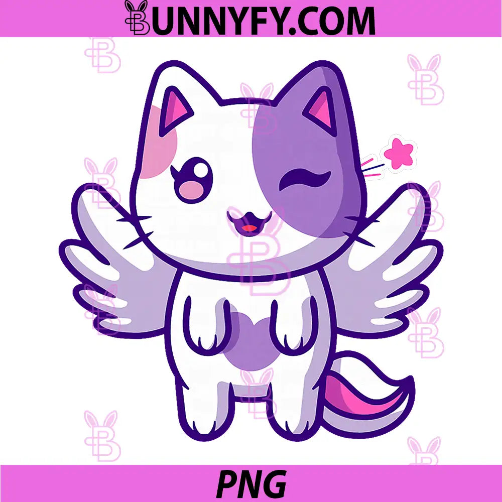 Cute Kawaii Winged Cat PNG, Meemeow Cat Chibi Cartoon PNG