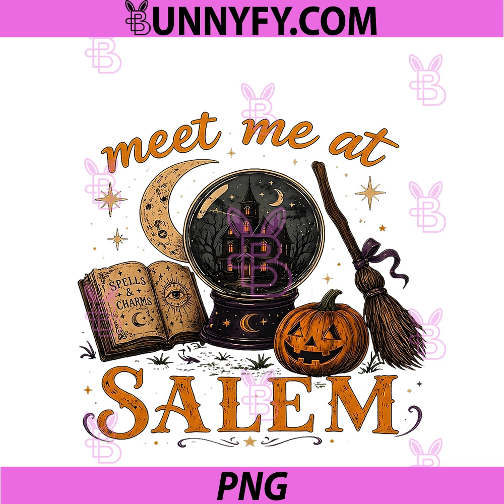 Meet Me At Salem PNG, Spooky Crystal Ball Spellbook PNG