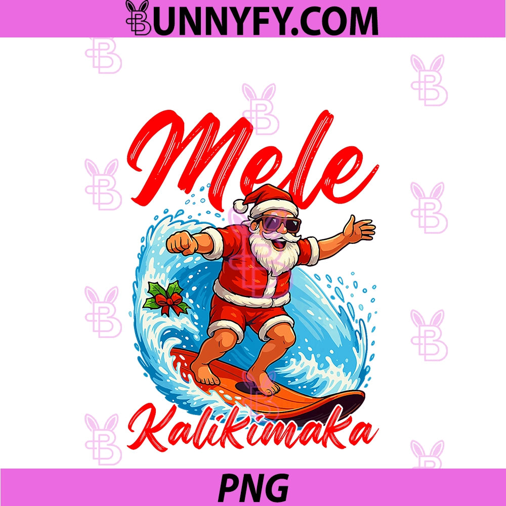 Mele Kalikimaka Santa Surfing PNG, Christmas In July Beach Summer PNG