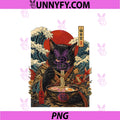 Men's Black Cat Eating Ramen PNG, Japanese Art Print PNG