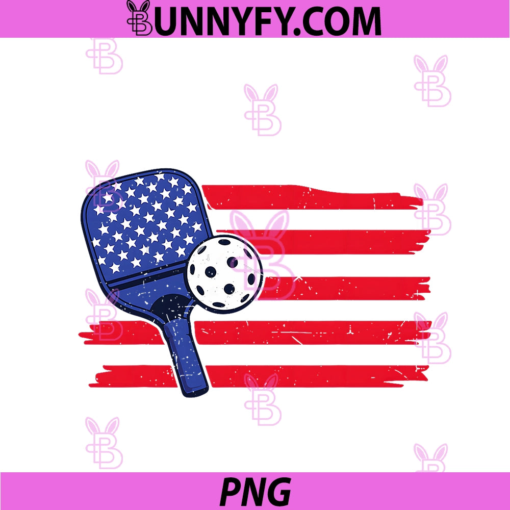 Men's Pickleball American Flag PNG, Patriotic Pickleball 4th July PNG