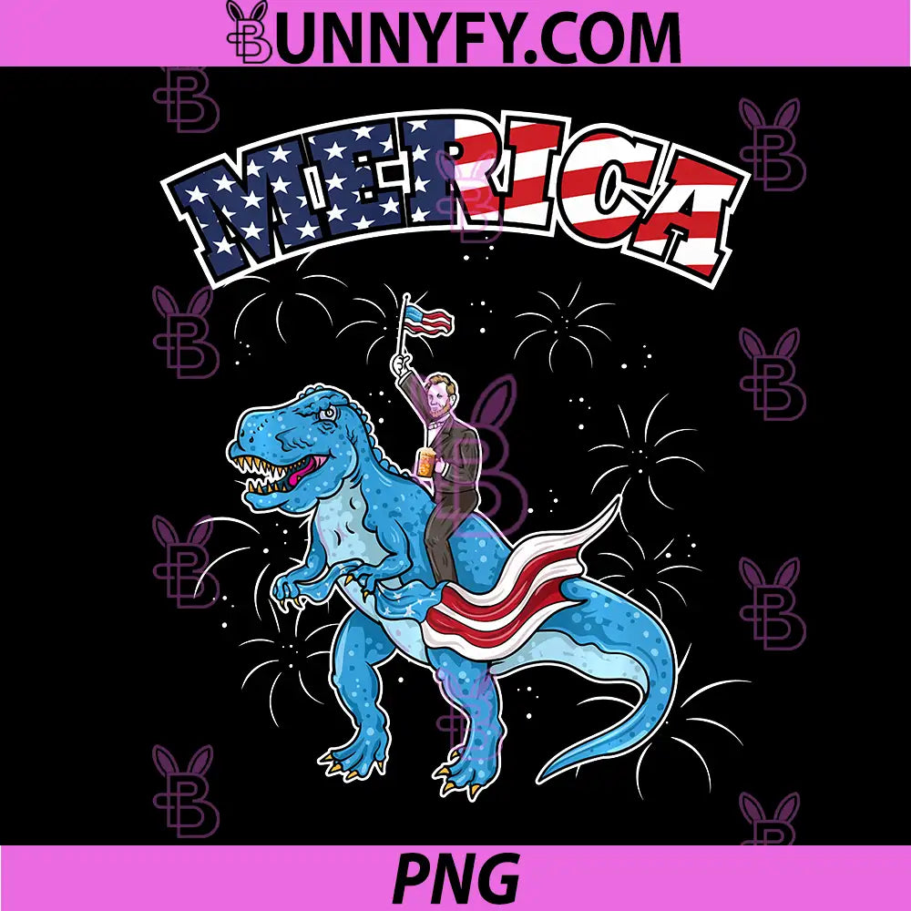 Abraham Lincoln Riding T-Rex PNG, Dinosaur 4th of July PNG