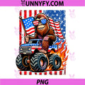 Bigfoot Holding USA Flag PNG, Monster Truck Sasquatch 4th of July PNG
