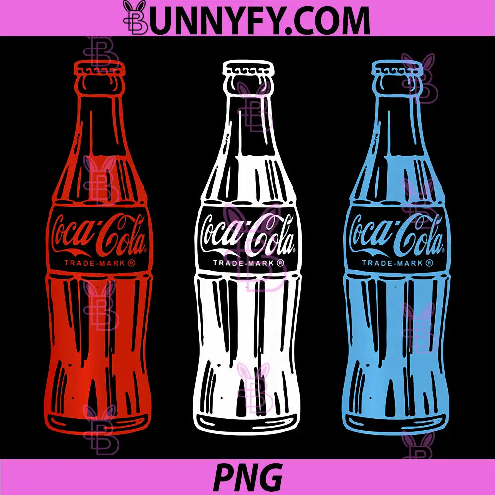Coca-Cola Americana PNG, Red White And Blue Bottles PNG
