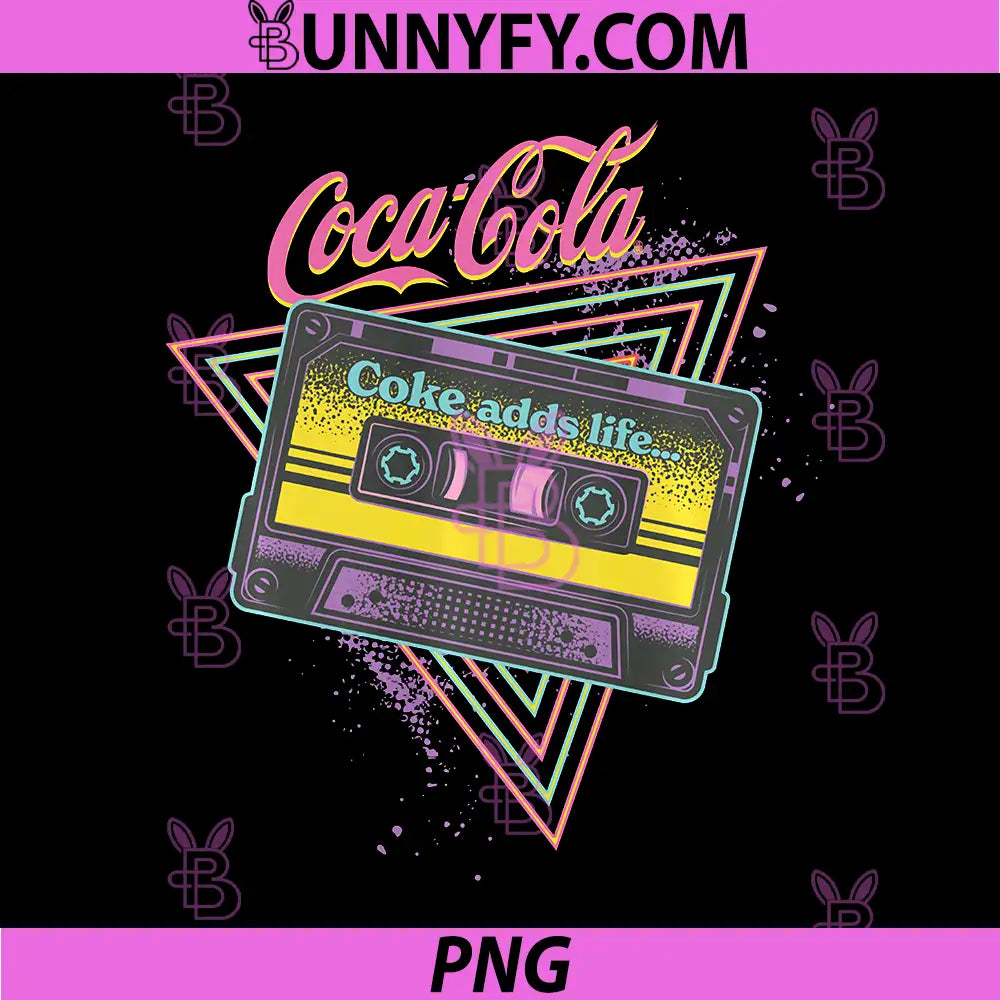 Coca-Cola Coke Adds Life PNG, Retro Neon Cassette Logo PNG